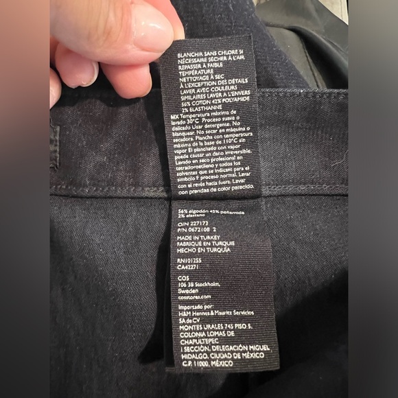 COS Button Fly Chino Pants Trousers High Rise Stretch Cotton Black Size 6 EUC - Picture 9 of 11